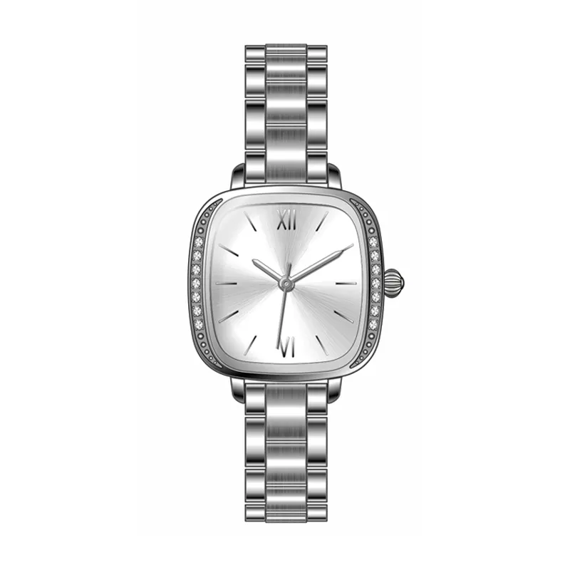 2024新しいデザインミニマリストエレガントレディース腕時計ガール30m防水クォーツ女性高級時計石付き
