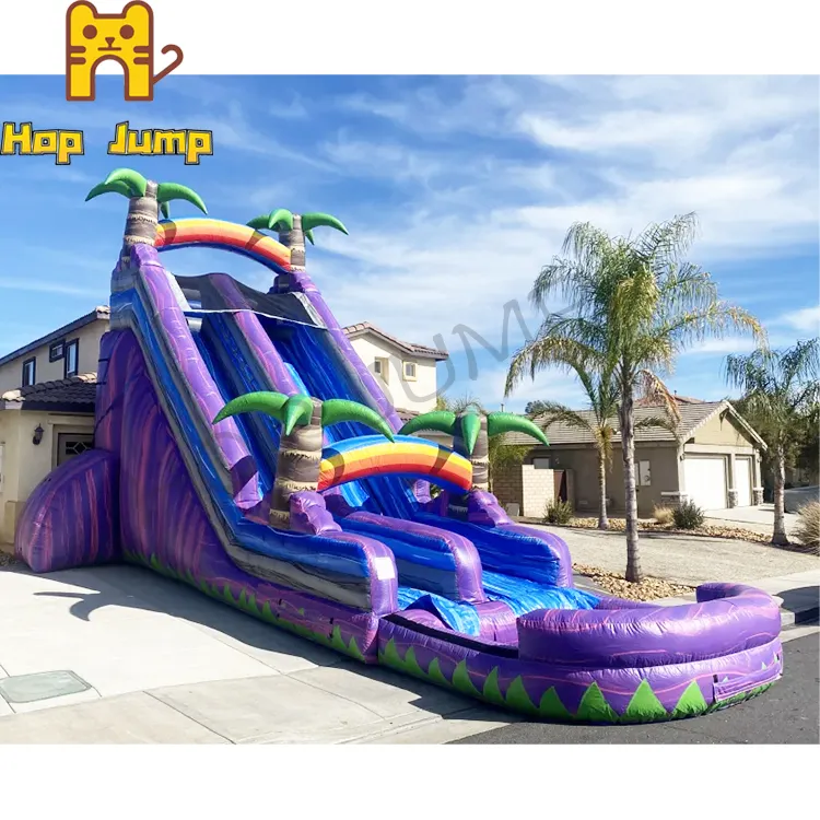 สไลเดอร์สระว่ายน้ำเป่าลมขนาดเล็กสำหรับผู้ใหญ่และ Kids16ft ทำจาก PVC 22FT 18ft 20FT หินอ่อนสีม่วง