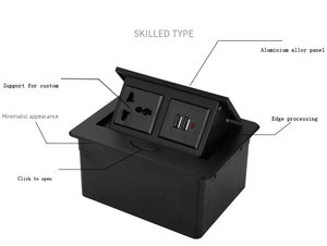 双USB 13A台式插座，带弹出式地板插座隐藏式会议室欧盟通用电源插座13A双插座 - Product Image 4
