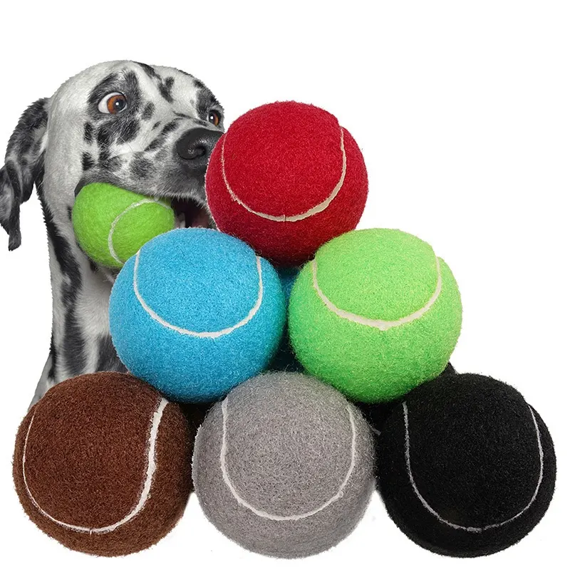 Low MOQ Customized Color Rubber Dog Interactive Chew Toys Pet Tennis Ball Training Logo Dog Ball