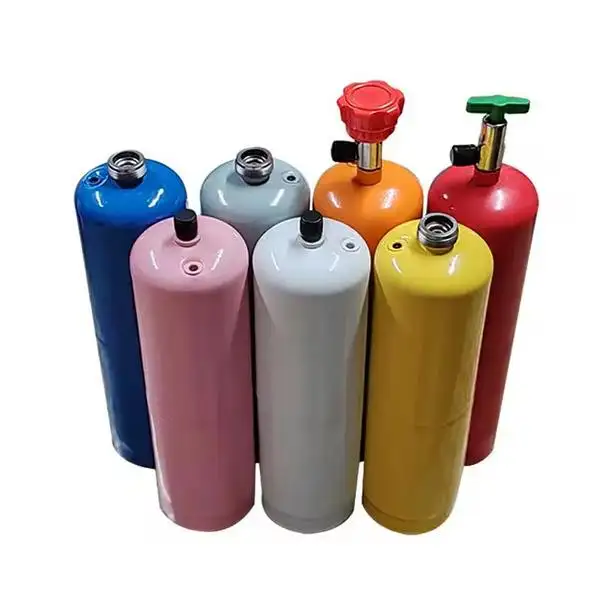 Mini Botellas de gas de acero desechables vacías Etiquetas de interruptor de color personalizadas