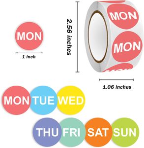 <strong>Day</strong> of the Week Sticker, 1&quot; Round Dot Food Rotation Labels ,Date Stickers for Food Containers - Product Image 3