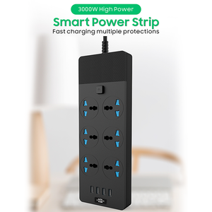 Opciones de enchufe múltiple Zócalo de extensión 6 salidas 4 puertos de carga USB Zócalos del cable de extensión de alimentación - Product Image 2
