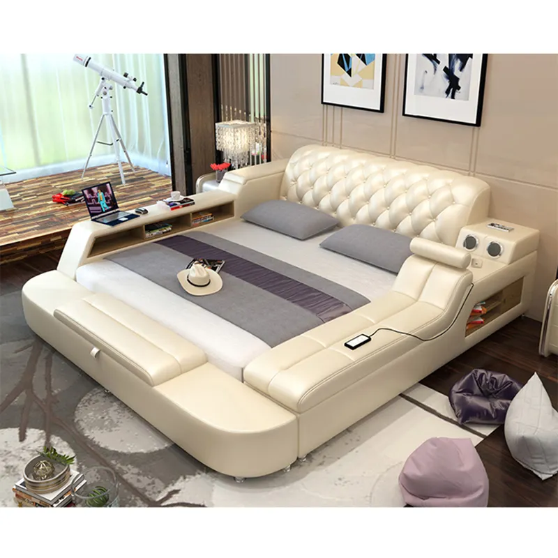 Modern tasarım yüksek kaliteli ahşap yatak odası mobilyası çok fonksiyonlu masaj yatak odası takımları depolama