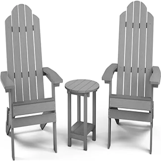 3 peças de plástico dobrável Adirondack cadeira e mesa Set Fire Pit Assentos