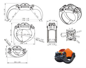 Grúa de troncos Grab Carga máxima 4000KG 0,26 0,28 C26 FX26 Forwarder Excavadora Grapple Maquinaria forestal Pinza giratoria