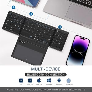 Slim Portable Travel Pocket-Sized Wireless <strong>Keyboard</strong> Foldable <strong>Bluetooth</strong> <strong>Keyboard</strong> <strong>with</strong> Large Touchpad <strong>Numeric</strong> <strong>Keypad</strong>