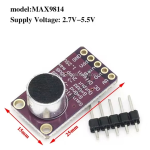 MAX98357 MAX4466 MAX9814 Amplificador de Micrófono Electret Estable MAX9814 Módulo Amplificador de Audio Soporte ESP32 Raspberry Pi
