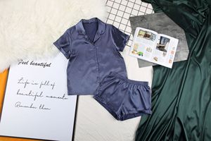 Của phụ nữ ngắn satin Bộ đồ ngủ cô dâu quần áo ngủ với đàn hồi eo đóng cửa cộng với kích thước nhiệt dệt vải - Product Image 6