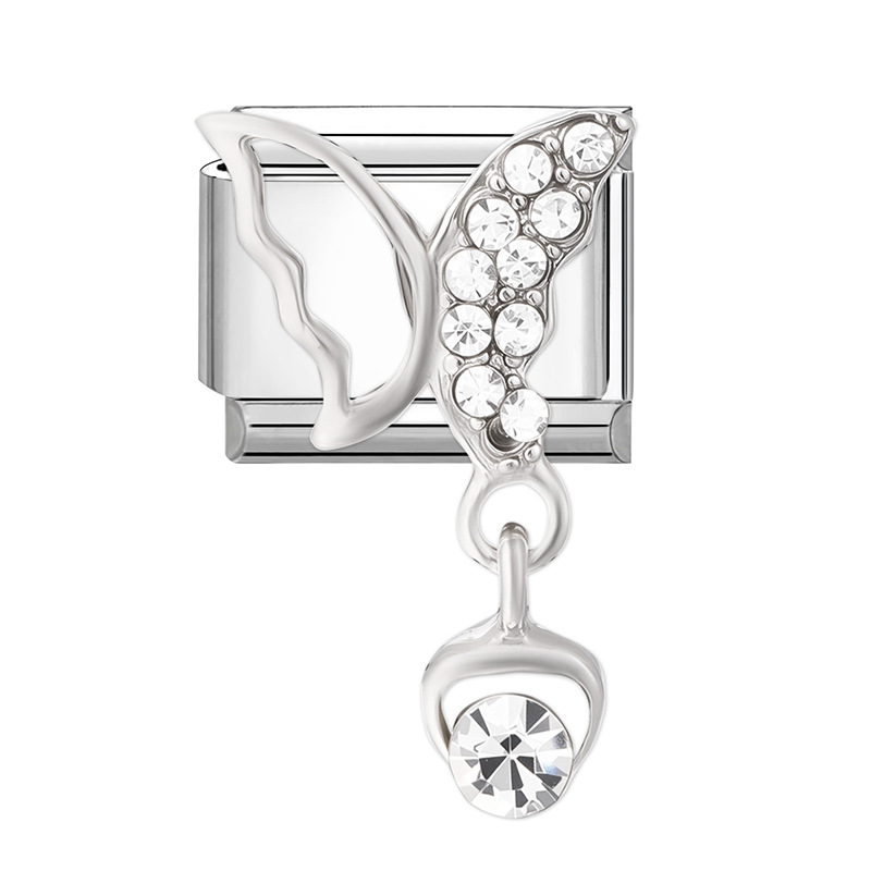 Butterfly white diamond pendant
