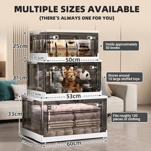 Đa chức năng có thể gập lại Stackable tổ chức Lưu trữ hộp bánh xe công suất lớn tiết kiệm không gian cho phòng ngủ tủ quần áo đồ ăn nhẹ đồ chơi - Product Image 6