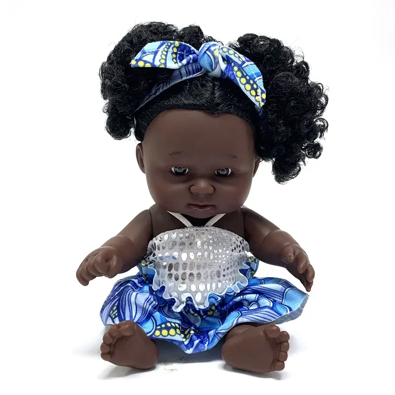 Muñeca africana de 7 pulgadas con vestido para niños de 3, 4, 5, 6 y 7 años, perfecta para regalo, muñecas negras africanas al por mayor