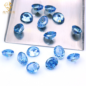 JUNYUAN Jewelry Oval Cut <strong>M</strong>-Fancy Blue Cubic <strong>Zirconia</strong> 4*6-10*14 mm Ice Flower Cut CZ for Making Earring Jewelry