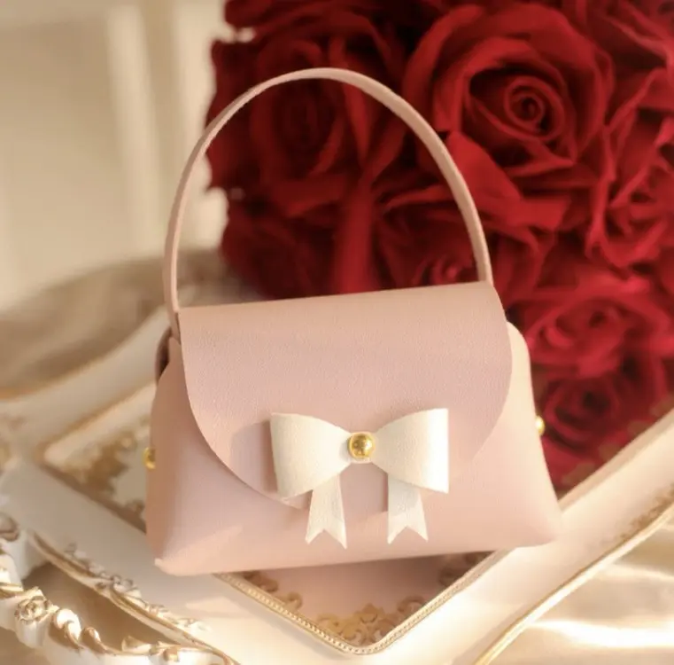 Küçük deri hediye çantası toptan düğün iyilik için ambalaj hediye kolları ile şeker kutusu bebek duş doğum günü partisi dekorasyon