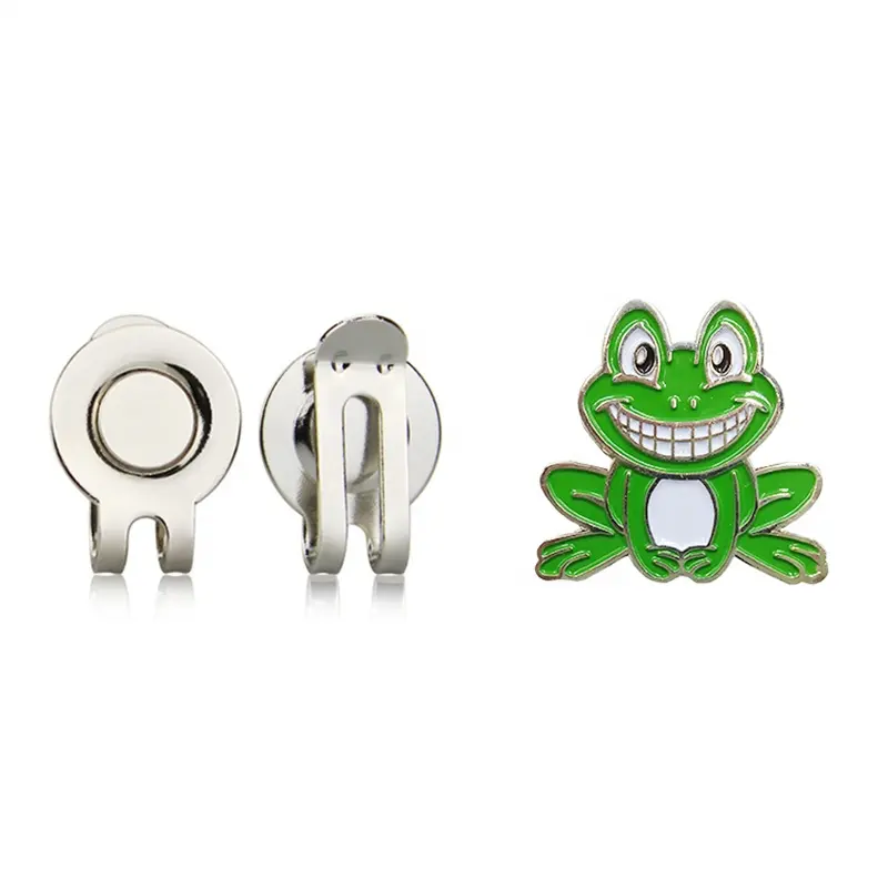 Factory Free Design Artwork High Quality Frog Golf Ball Marker Magnetic Hat Clips Necessity Soft Enamel Golf Ball Markers