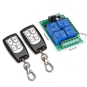 ユニバーサルワイヤレスリモートコントロールスイッチDC12V 4CHリレーレシーバーモジュール、4チャンネルRFリモート433 Mhzトランスミッター付き - Product Image 1