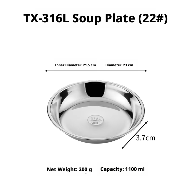 Assiette creuse argentée 316 - 22
