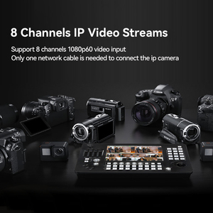 Conmutador de matriz de transmisión NDI, 8 canales, entrada de vídeo, HDMI, PTZ, control de cámara, mini pro