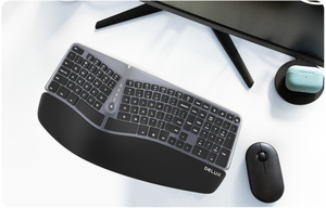 Teclado ergonómico inalámbrico con reposamuñecas para Windows/Mac, teclado con diseño dividido, USB - Product Image 4
