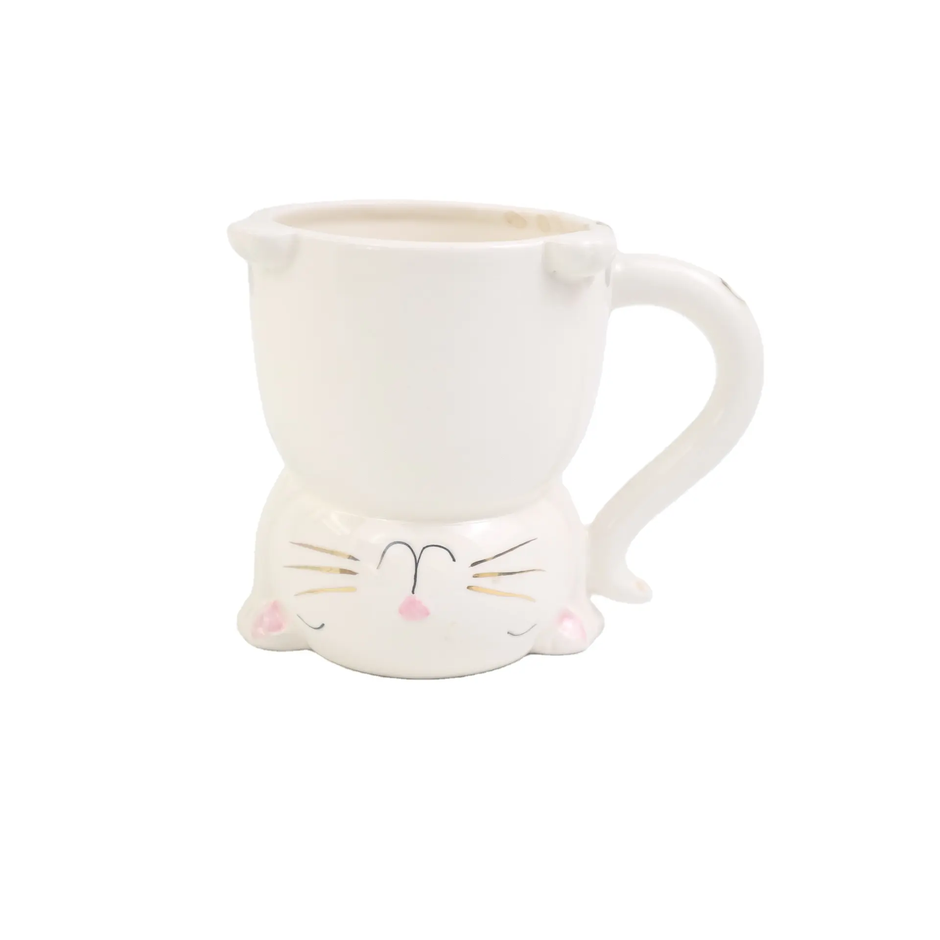 Taza de gato Linda pintada a mano 3D, taza de café de cerámica, taza de regalo de novedad-dehua hengfei