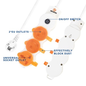 Enchufe múltiple europeo, resistente al agua, 3 vías de extensión, nuevo diseño - Product Image 2