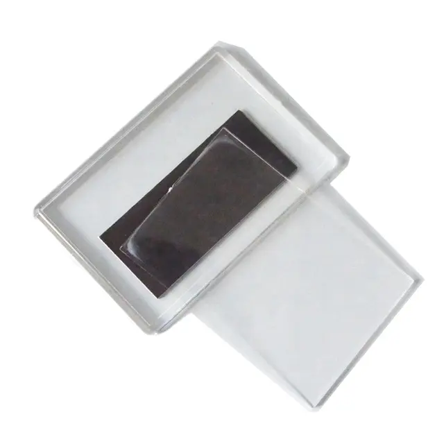 6.3*9.3cm Acrylic tủ lạnh nam châm trong suốt hình vuông hình chữ nhật khung ảnh từ tính với nam châm cao su