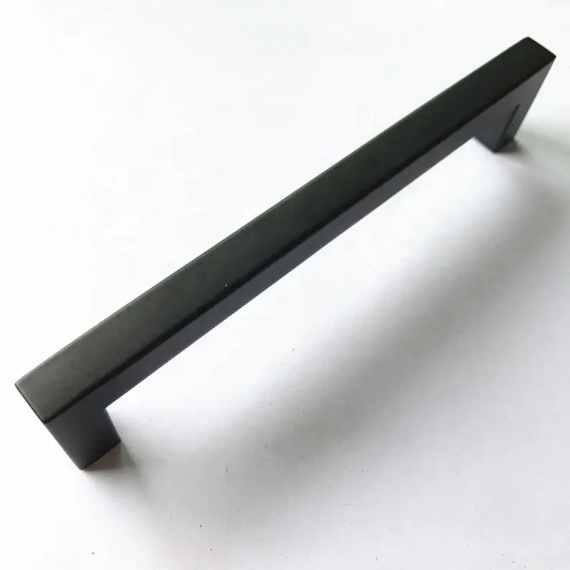Mobilya donanım Modern mat siyah paslanmaz çelik dolap çekmece kapı kare tüp kolu