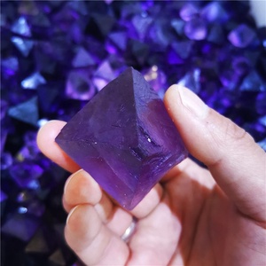 Toptan doğal yüksek kaliteli kristal oktahedral kuvars taş Polyhedra mavi mor florit Octahedron piramit - Product Image 3