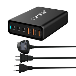 3A3C GaN 120W şarj 6 port USB tip C PD şarj hızlı şarj akıllı cep telefonu için 3.0 USB masaüstü şarj cihazı 120W - Product Image 3