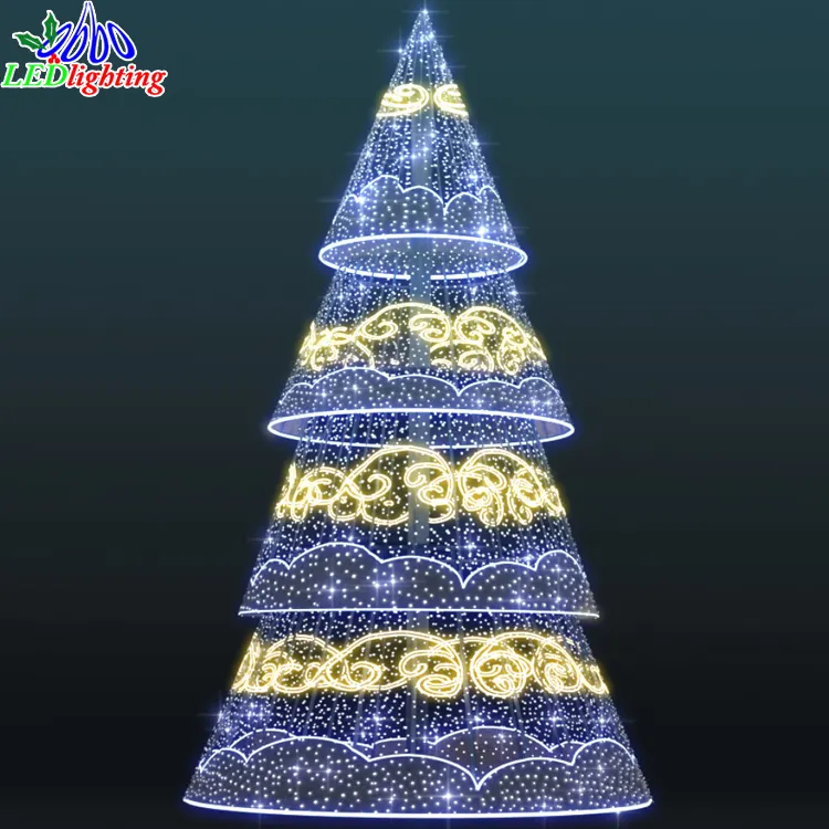 Gran Pantalla de iluminación de árbol de Navidad para exteriores, resistente al agua, clasificación IP65, colores emisores, azul, verde, púrpura, 220V, voltaje de 300W de potencia