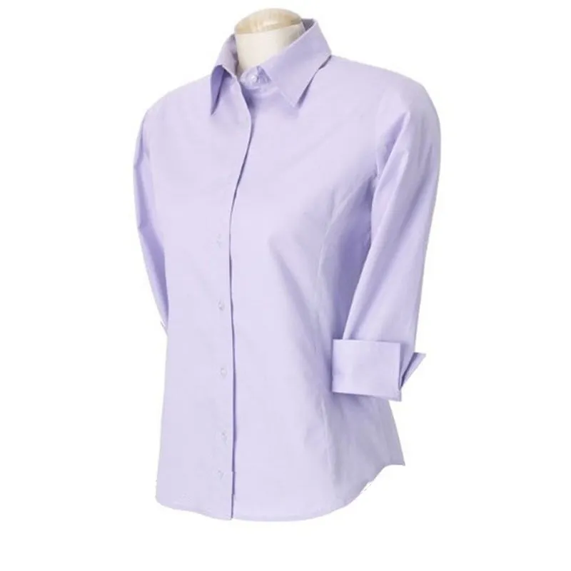 100% organic cotton 3/4 sleeve slim fit ladies' office uniform shirt