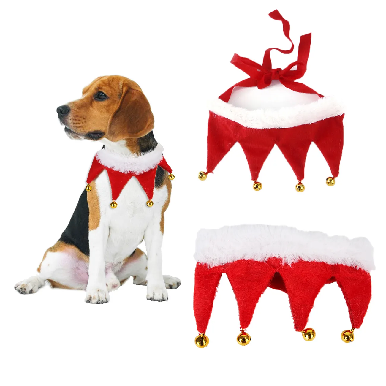 Pet items Wholesale Pet Dress Up Fashion Christmas Santa Claus Dog Collar With Bell Scarf