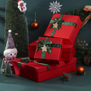Yay ve şerit aksesuar ile tatil ambalaj için kırmızı dünya tasarımı ile High-End noel hediyesi kutu - Product Image 1