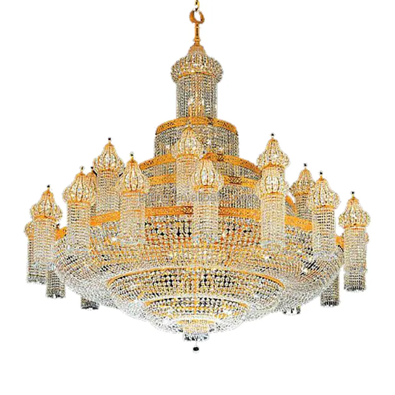 Candelabro de cristal de lujo para Hotel, moderno, personalizado, grande, bohemio, Imperio, dorado, para vestíbulo, techo alto