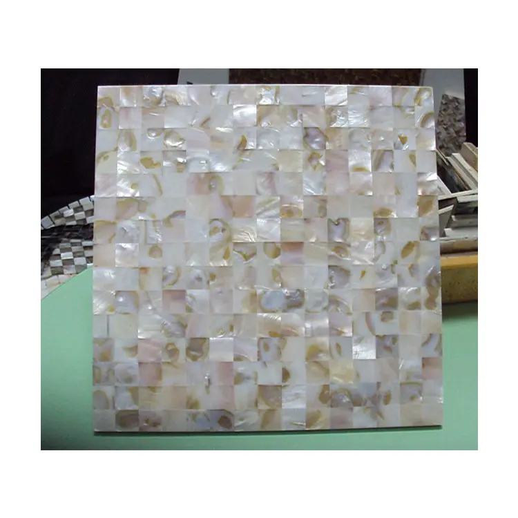 White Mop Shell And Black Seashell Mosaic Wall Tile/Golden Capiz Shell Panel/Natural Shell Mosaicパネル