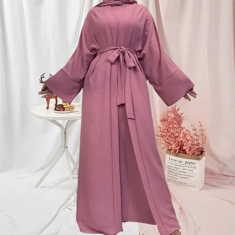 New hijab abaya Muslim phụ nữ abaya 2 pcs rắn màu áo dài Set abaya bán buôn từ Dubai