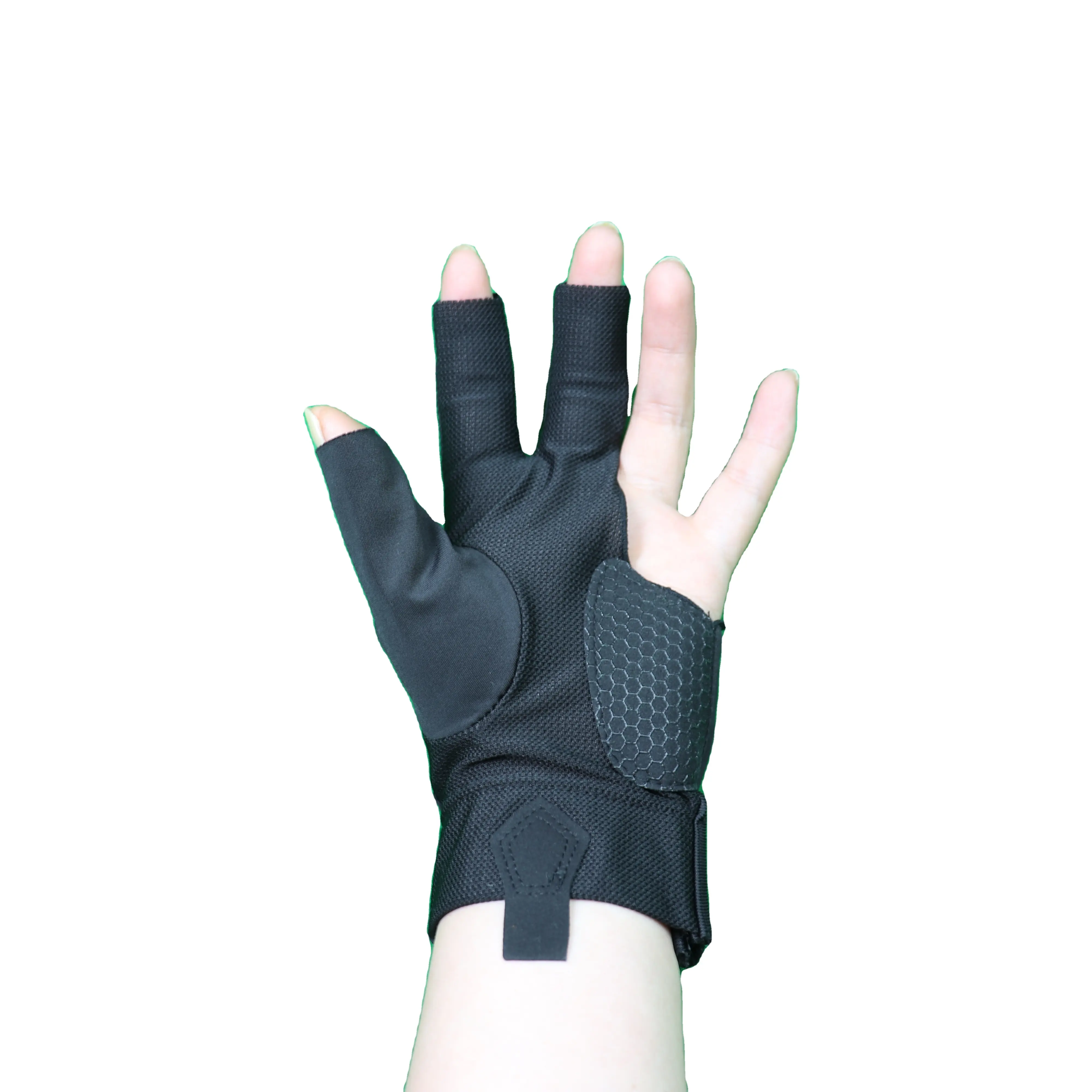 Ventas al por mayor 1 pieza antideslizante transpirable silicona 3 dedos Snooker Cue guante deportivo guantes de billar para mujeres y hombres