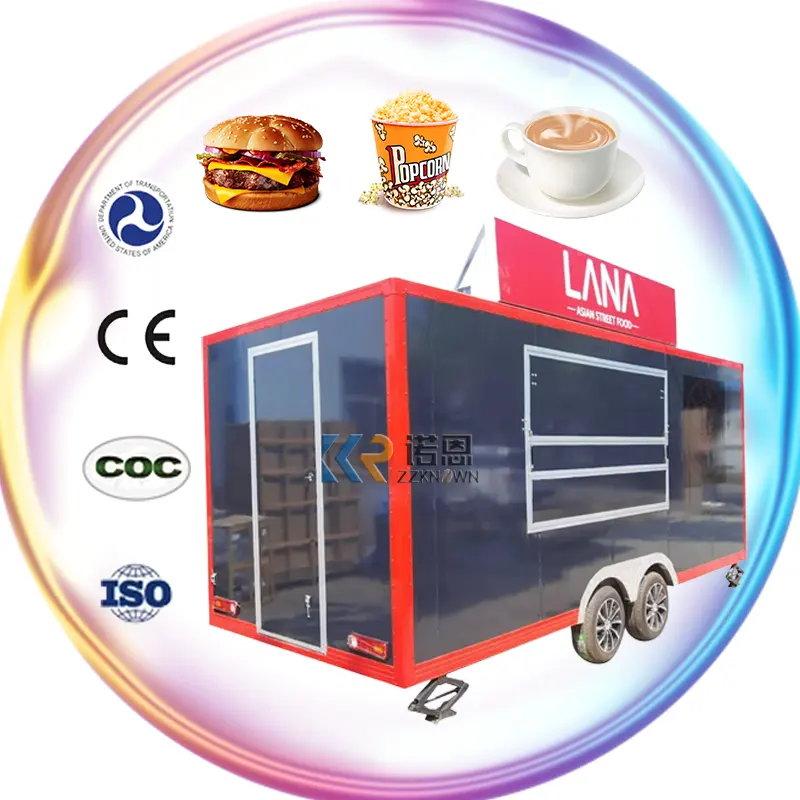 Camion di cibo da cucina Mobile 2024 con doppio lavello ad acqua personalizzabile attrezzatura per la ristorazione carrello per caffè e gelato rimorchio in concessione