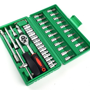 便宜的价格46pcs套汽车汽车修理工具家用扳手手动工具包1/4棘轮扳手套头带盒 - Product Image 5