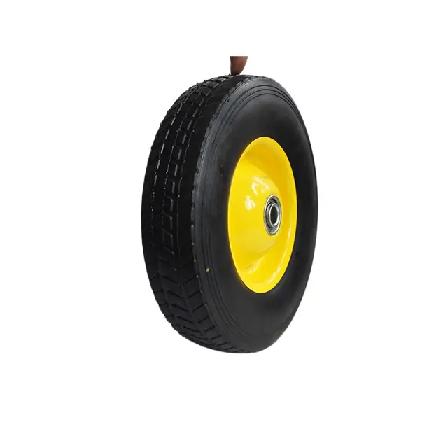 Semi pneumatic rubber plastic wheel 10 inch wheel for lawn mower Flat free Airless rubber tire