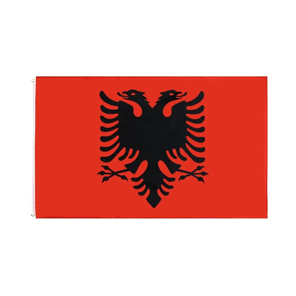 Huifeng-banderas de campo personalizadas, 90x150cm, Bandera de Albania nacional promocional de poliéster