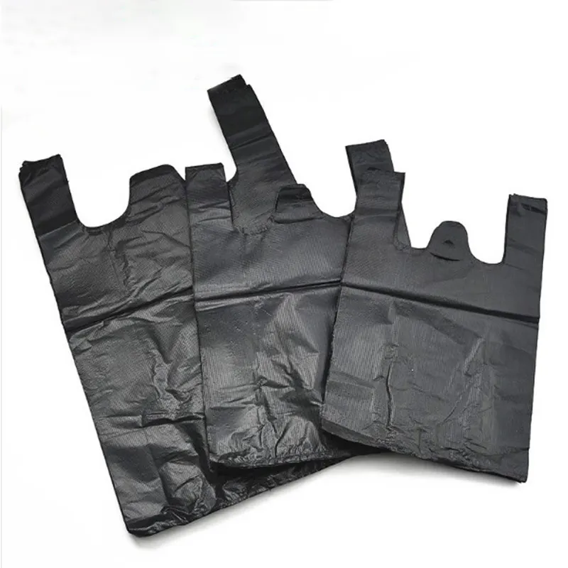 YC Wholesale Cheap Custom Thank You Bags Compostable T-shirt Carrier Bag Shopping Black Plastic Bag Printing