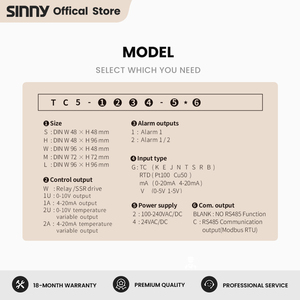 Sinny TC5-M 72*72 4-20mA <strong>Output</strong> RS485 Function Universal <strong>Input</strong> Industrial 100-240vac Digital PID System Temperature Controller - Product Image 4