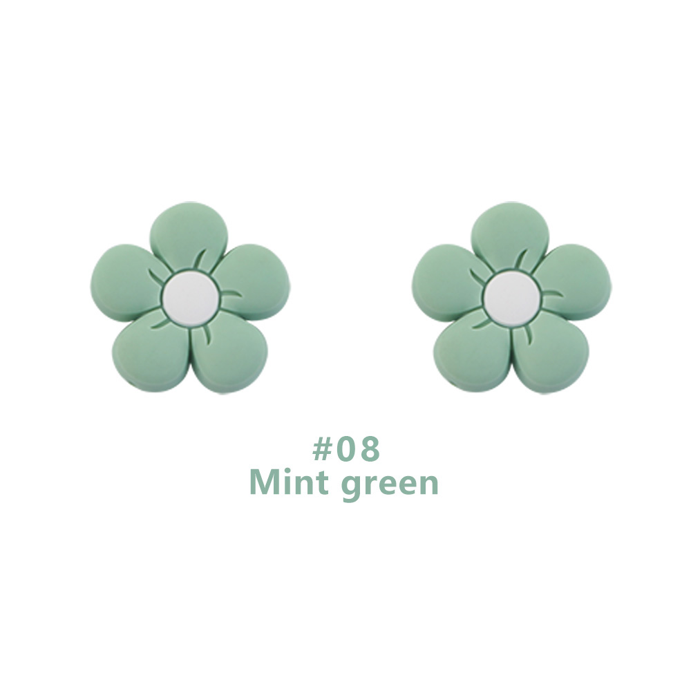 Perle focale fleur vert menthe SA207