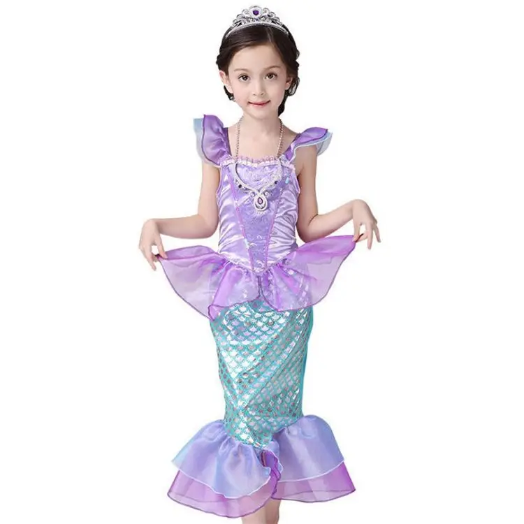 Los Niños Ariel princesa sirena vestidos de traje de Halloween bebé niña vestido de fiesta de la etapa Cosplay disfraces niños