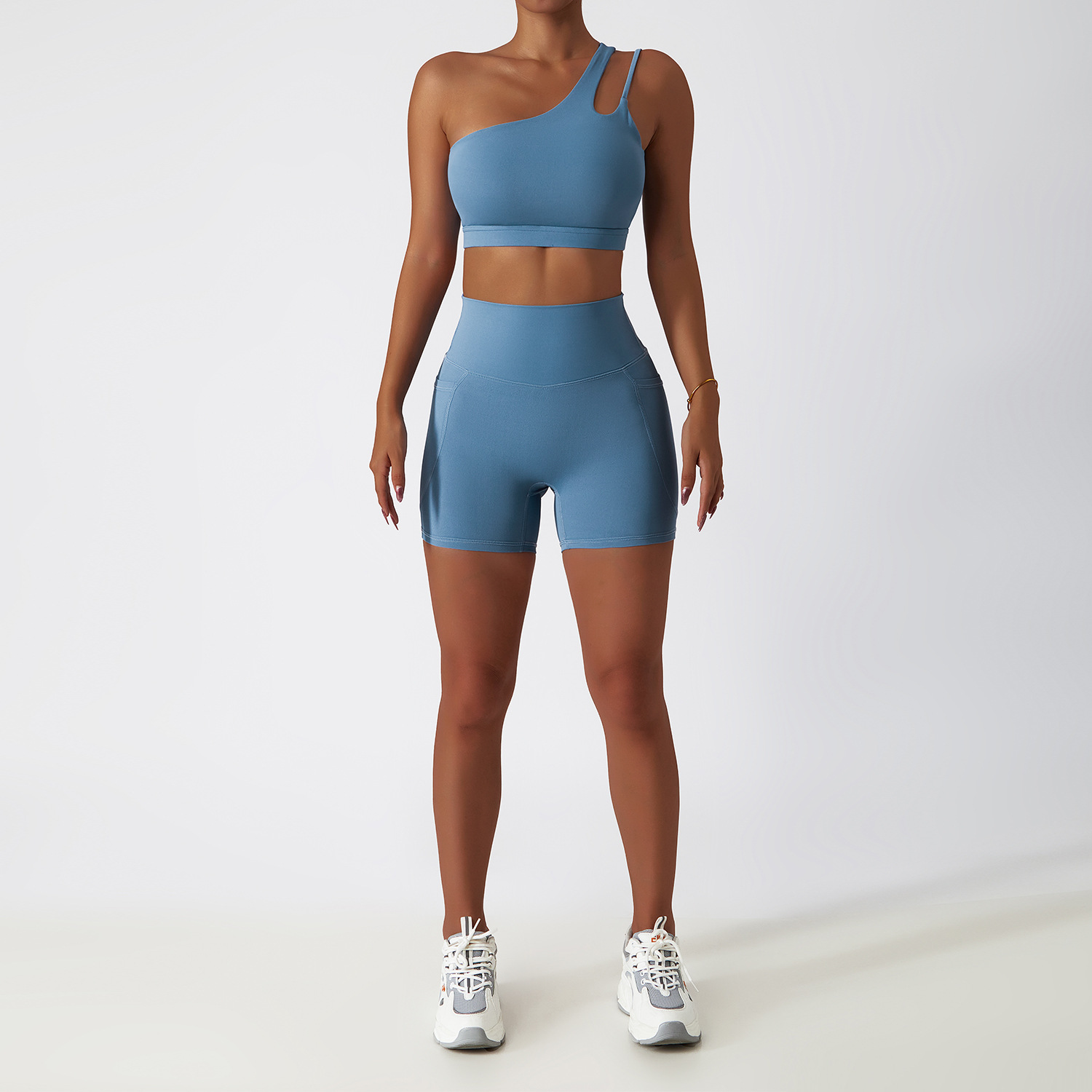 Bra+shorts light grey blue