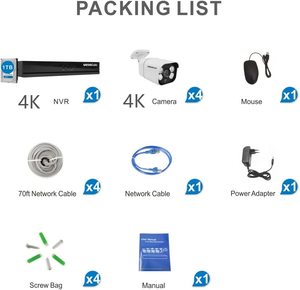 最佳4K 8MP 4通道POE NVR套件，带2t硬盘双向音频IP摄像机闭路电视系统网络安全摄像机组 - Product Image 6