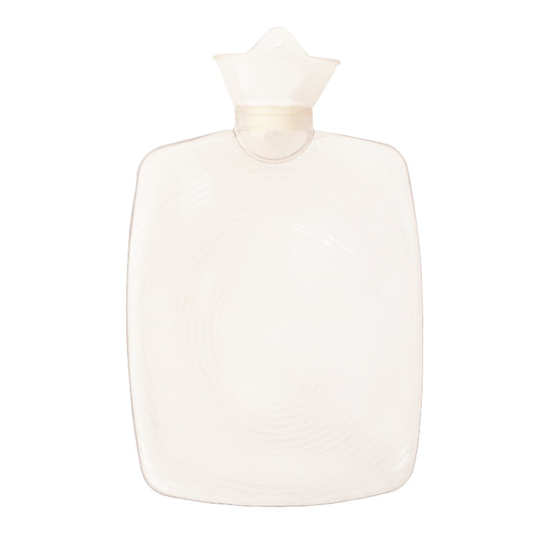 Bouillotte en PVC blanc transparent côtelé.