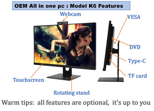 オールインワンPC FHD 8/9 Gen I3 I5 I7プロセッサタッチスクリーン高性能ゲームSSD DDR4 8G AIOコンピュータ - Product Image 3