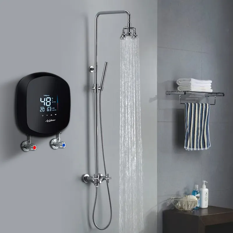 New design 6000w anlabeier touch screen control CE certification tankless electric instant hot shower water heater